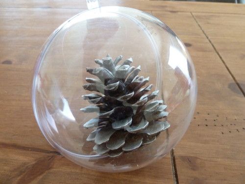 Lot De 4 Boules De Noël En Verre - Déco Pomme De Pin - Vintage - Occasion